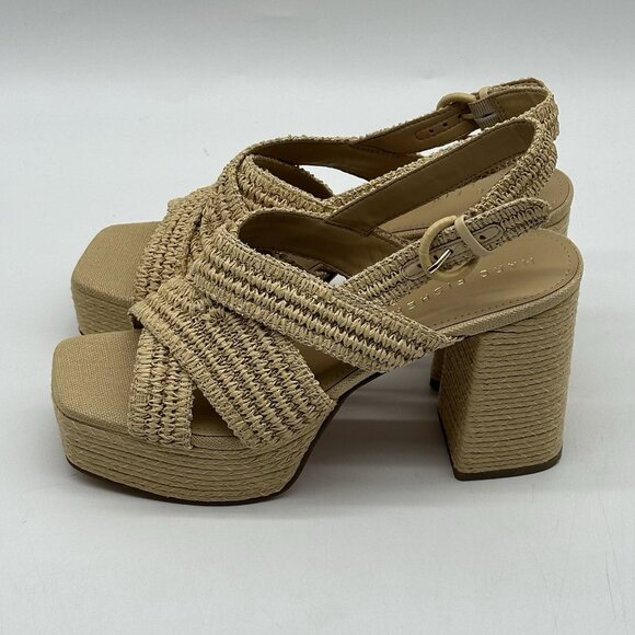Marc Fisher LTD Caddy Light Natural Woven Platform Heeled Sandal Size 9.5M NWOB - Picture 6 of 12